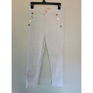 Fidelity Denim Cher Starlette White High Rise Slim‎ Straight Cropped Jeans 29 #5